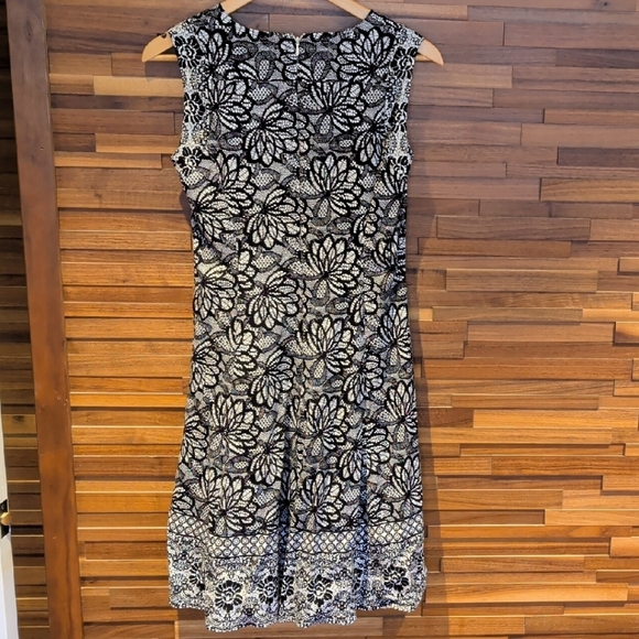 Adore Black and White Floral Lace Sleeveless Dress - Picture 6 of 9